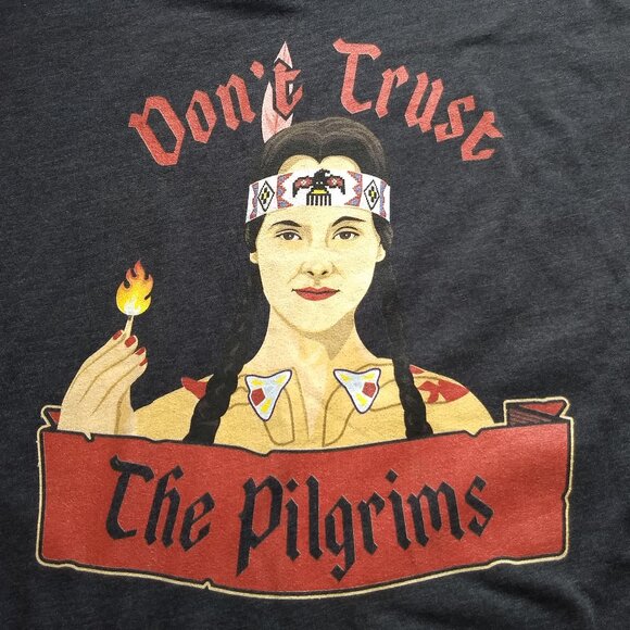 Don't Trust the Pilgrims Chive Tees Charcoal Gray Tee Addams Family Wednesday - Picture 1 of 6